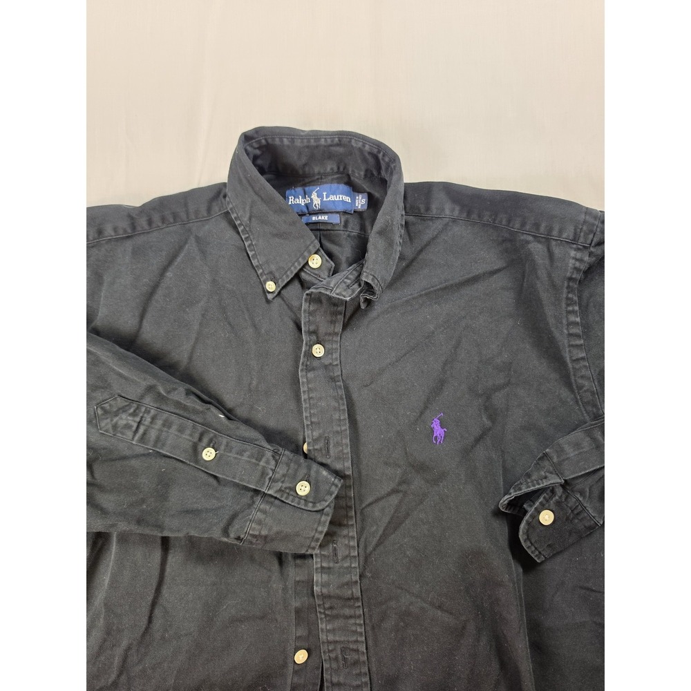 Ralph Lauren Shirt Mens Small Black Blake Button Down Long Sleeve Purple Pony